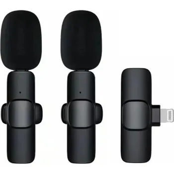 Mikrofon Bezdrátový klopový mikrofon Lightning, duální, s dlouhým chlupem (ochrana proti větru)