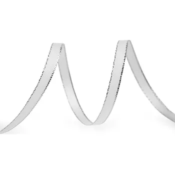 Stuha Stuha taftová šíře 6 mm s lurexem, střední, 100 bílá stříbrná