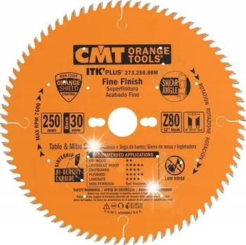 Pilový kotouč Pilový kotouč na dřevo CMT 250x30mm ITK Z=80 K=2,4
