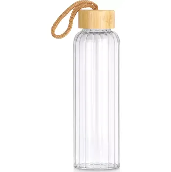 Láhev Skleněná láhev na vodu 500 ml s bambusovým víčkem Vilde