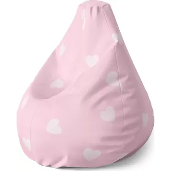 Sedací pytel Sablio Sedací vak Pear Růžová srdíčka: 140 x 100 x 25 cm