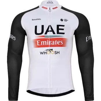 cyklistický dres BONAVELO Cyklistický dres s dlouhým rukávem zimní - UAE 2024 WINTER - bílá/červená/černá S