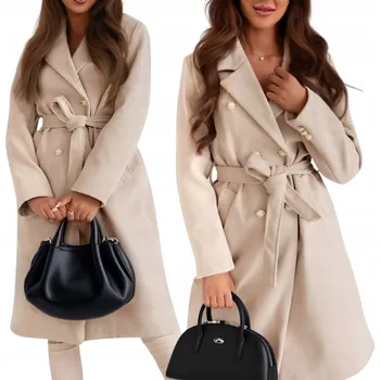 Dámský kabát Dámský podzimní kabát KABÁTEK KNOFLÍKY béžová podšívka