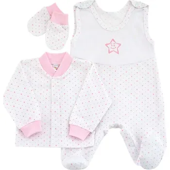 Kojenecké oblečení ESITO Souprava do porodnice 3 dílná Hvězdička - 56 / růžová (ESITO Souprava do porodnice 3 dílná Hvězdička - 56 / růžová)