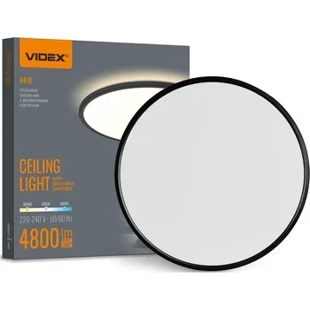 LED svítidlo s podsvícením stropní svítidlo VIDEX DL5R 44W 3000K–4000K–5000K Černé