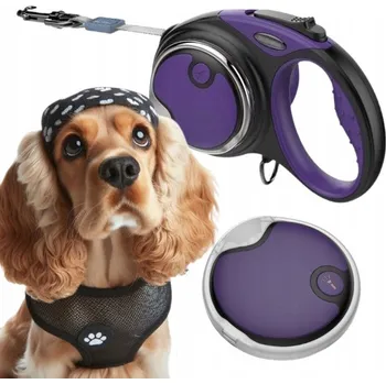 Vodítko pro psa VODÍTKO PRO PSA automatická Svinovací páska 4 m do 20 kg DOGNESS M + LED SVÍTILNA