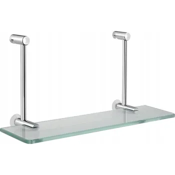 Drátěná police Závěsná skleněná polička na sprchovou zástěnu 400x180x125mm, chrom (1301-15