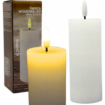 Svíčka Vlnitá vosková svíčka CORTINA 17/25/PHN LED Hřbitovní Svíčka 5mm bílá 12,5cm