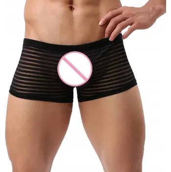 Boxerky Sexy Průhledné Pánské Boxerky s Proužky - XXL