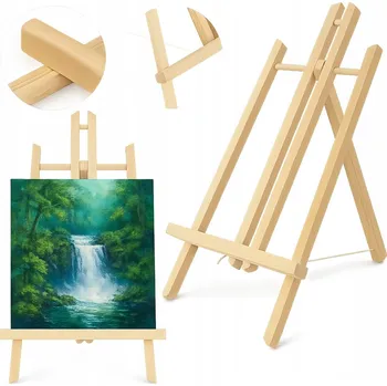 Malířský stojan Dřevěný malířský stojan trojnožka stolní 27x50 cm na plátno (ML08)