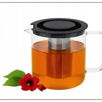 Konvice na čaj Tradiční skleněná Konvice Ravi 1,2 l bezbarvá, černá