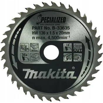Pilový kotouč Makita B-33635 kotoučová pila na dřevo 136x20mm 36 zubů