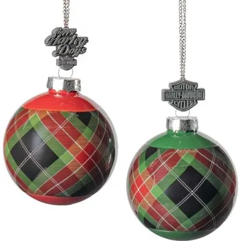 Vánoční ozdoba Sada dvou skleněných vánočních koulí Harley-Davidson HDX-99356