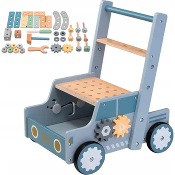 Odrážedlo MERKAN Dřevěné chodítko Odrážedlo Majsterkowicza pro děti s nářadím