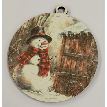 Vánoční dekorace Vánoční výřez baňka - vánoční obrázek - Sněhulák č.12