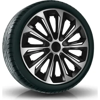 Poklice na kolo Puklice STRONG 16" stříbrno-černé pro Skoda, Subaru, Suzuki, 4 ks