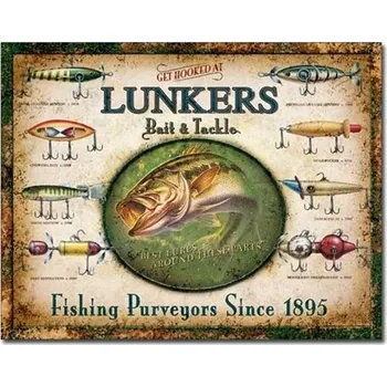 Plechová cedule D.E. metal signs Plechová cedule Lunker's Lures 40 cm x 32 cm