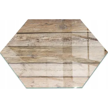 Obraz Skleněná ochranná podložka pod Kamna, dřevěná deska ve tvaru šestiúhelníku, 40 cm