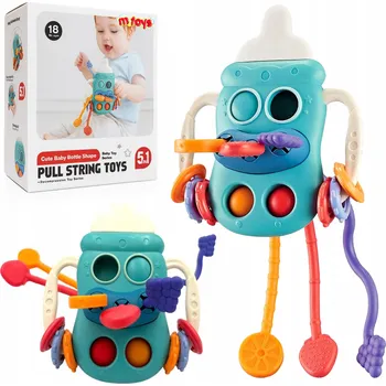 SENZORICKÁ HRAČKA MONTESSORI KOUSÁTKO PRO MIMINKA LAHEV POPIT CHRASTÍTKO