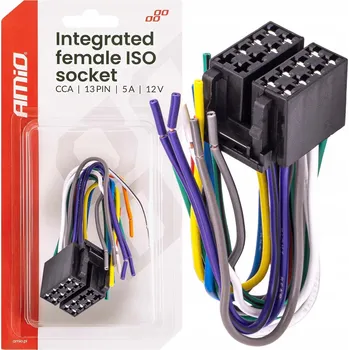 Zabezpečení domácnosti Integrovaná ISO zásuvka CCA 13PIN 5A 12V AMIO-04441