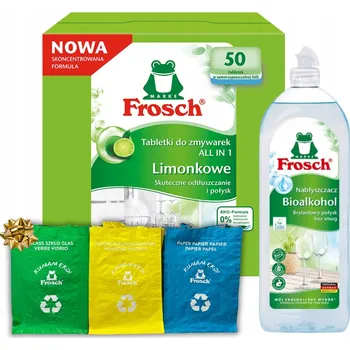 Přípravek do myčky Frosch Limon Tablety do myčky 50 ks + Leštidlo Mix 2 ks + Dárek