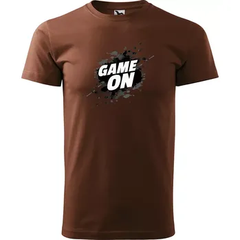 Pánské tričko Sablio Tričko s potiskem Game On - hnědé S