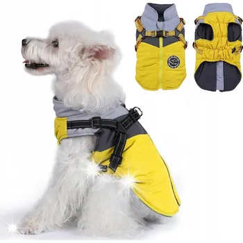 Obleček pro psa Zimní bunda Teplý kabát pro psy s postrojem Vel XL