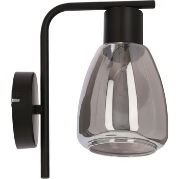 Nástěnná moderní lampa MOLDO - 1xE27, 40W, černá / kouřové sklo