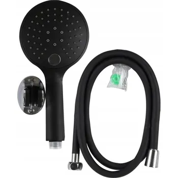 Sprchový set Sada sprchová hlavice 3 trysky, držák na stěnu, hadice 150cm černá