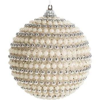 Vánoční ozdoba VÁNOČNÍ BANKA NA STROMEK SADA 6 KS (FI) 10 CM KRÉMOVÁ