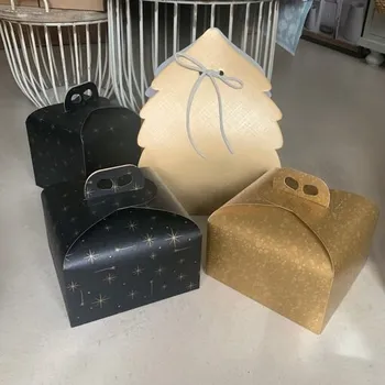 Vánoční dárkové krabice/boxy, zlaté a černé variace Hvězdy "dort", vyšší