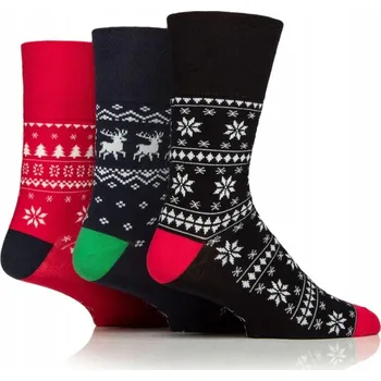 Pánské oblečení Pánské 3 páry vánoční ponožky Gentle Grip FAIRISLE lem bez gumiček