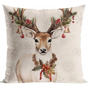 Povlak na dekorativní polštářek Vánoční polštář VINTAGE JELEN 40x40 cm Mybesthome Varianta: Povlak na polštář s výplní, 40x40 cm