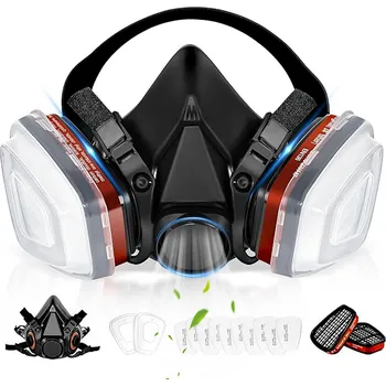 Vrták Celotvárová dýchací maska N95, černá, bavlněná, 4vrstvá, 7 ks