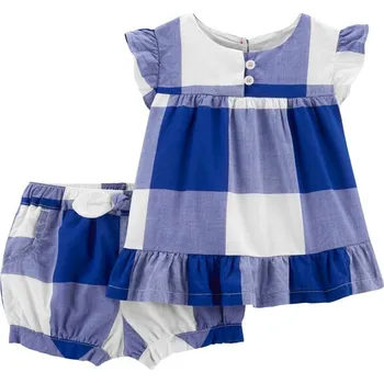 Kojenecká souprava CARTERS CARTER'S Set 2dílný šaty, kraťasy Blue White holka 9m