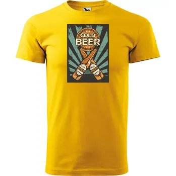 Sablio Tričko s potiskem Cold beer - žluté 3XL