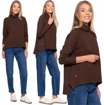 Dámský svetr Moraj dámský svetr hnědý volný k bokům velikost 2XL/3XL