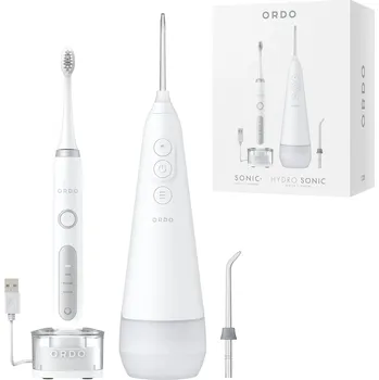 Elektrický zubní kartáček Sonický kartáček ORDO SONIC + Ústní sprcha HYDRO SONIC Bílo-stříbrná