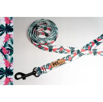 Vodítko pro psa Silné Vodítko Tradiční městské 200 cm Pro Psa Kočku Plameňáci na bílém