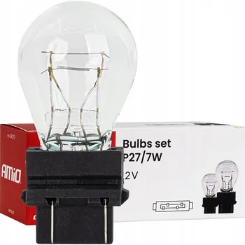 Povinná bezpečnostní výbava Halogenové žárovky P27/7W 12V 27/7W W2.5X16q 10 Ks. AMIO-04513