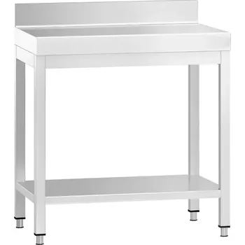 Dílenský stůl vasegastro Nerezový stůl s policí a zadním lemem 90x70x85cm