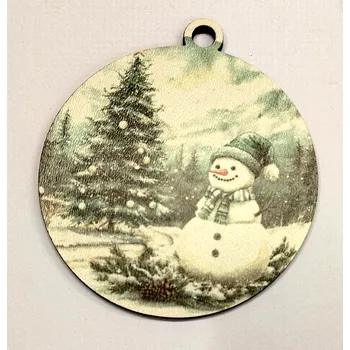 Vánoční dekorace Vánoční výřez baňka - vánoční obrázek - Sněhulák č.10