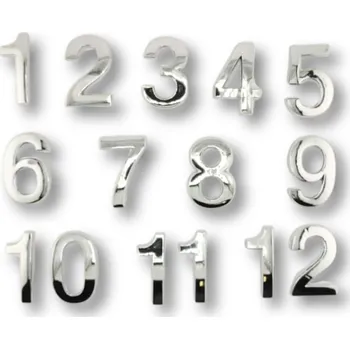 Číslice stříbrné hladké samolepící 50 mm varianta: Kompet 15 čísel