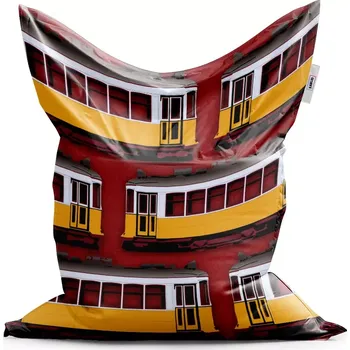 Sedací pytel Sablio Sedací vak Lisabonské historické tramvaje Červený Pattern - 200x140 cm