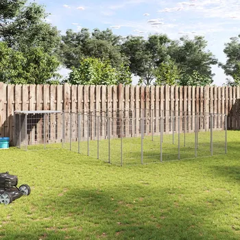 ohrádka pro psa zahrada-XL Psí kotec stříbrný 15,73 m² ocel 3082233