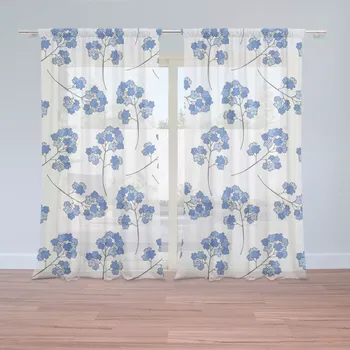 Záclona Sablio Záclony Modré kvítí : 2ks 150x250cm