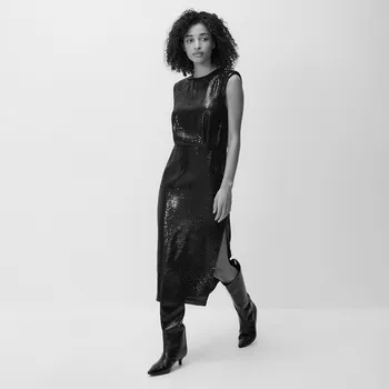 Dámské šaty Reserved - Midi šaty s flitry - černý - 197HU-99X - 197HU-99X-S