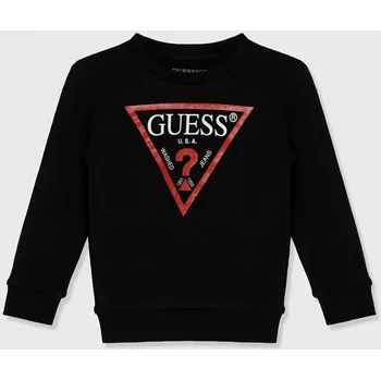 Chlapecká mikina Dětská bavlněná mikina Guess černá barva, s potiskem N73Q10.KAUG0.PPYH 99X, vel. 118-122