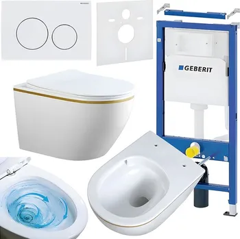 Klozet BPS-koupelny Podomítkový modul Geberit DuoFix s WC mísou MU-WH-GL-TR-03 + ovládací tlačítko Delta 20 bílá