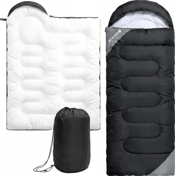 Spacák Turistický spacák syntetický černý 210 cm s kapucí, obal